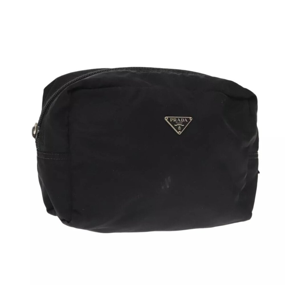 Prada Pouch Nylon Black Silver Auth - image 4